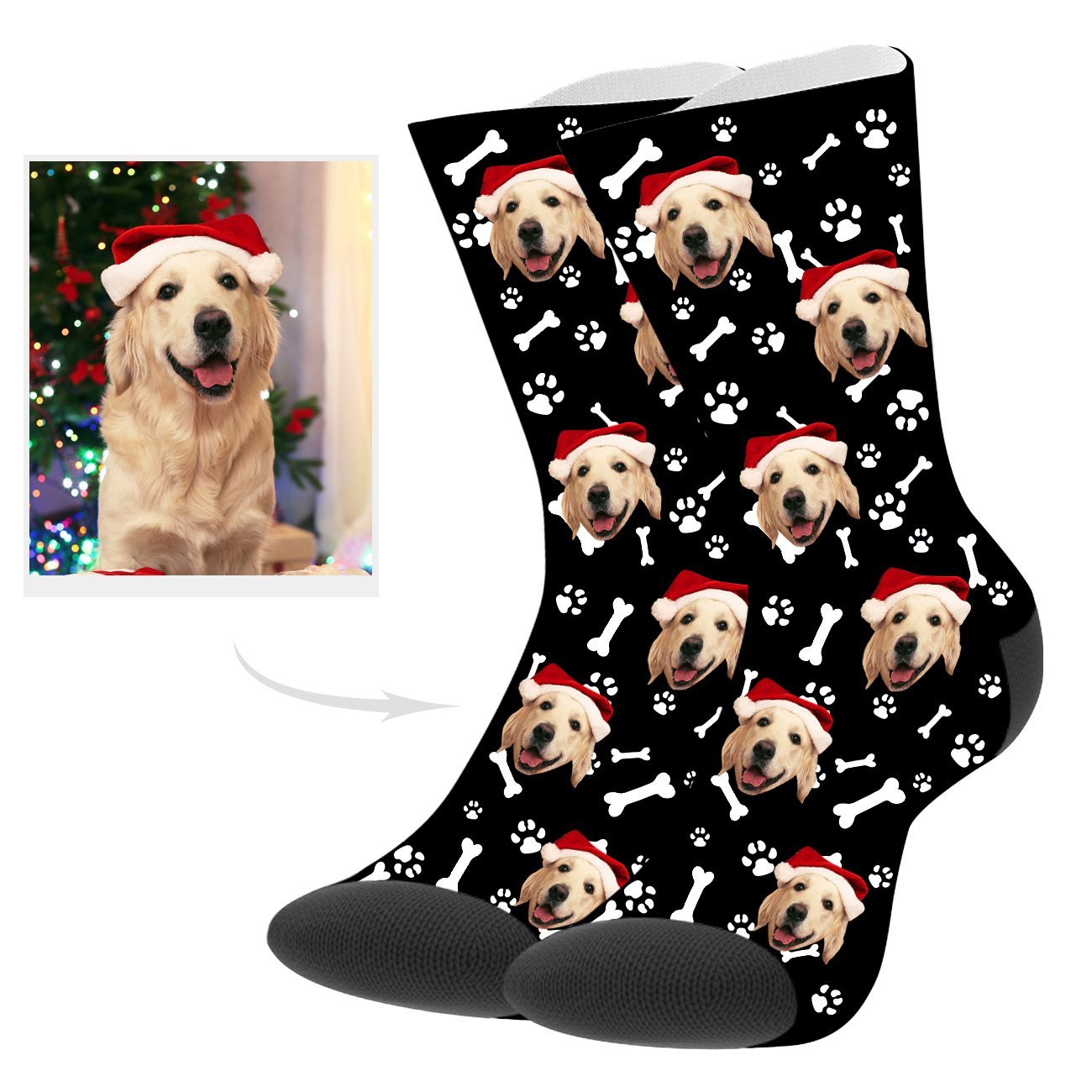 Personalisierte Hundefoto Socken Hundegesicht Socken