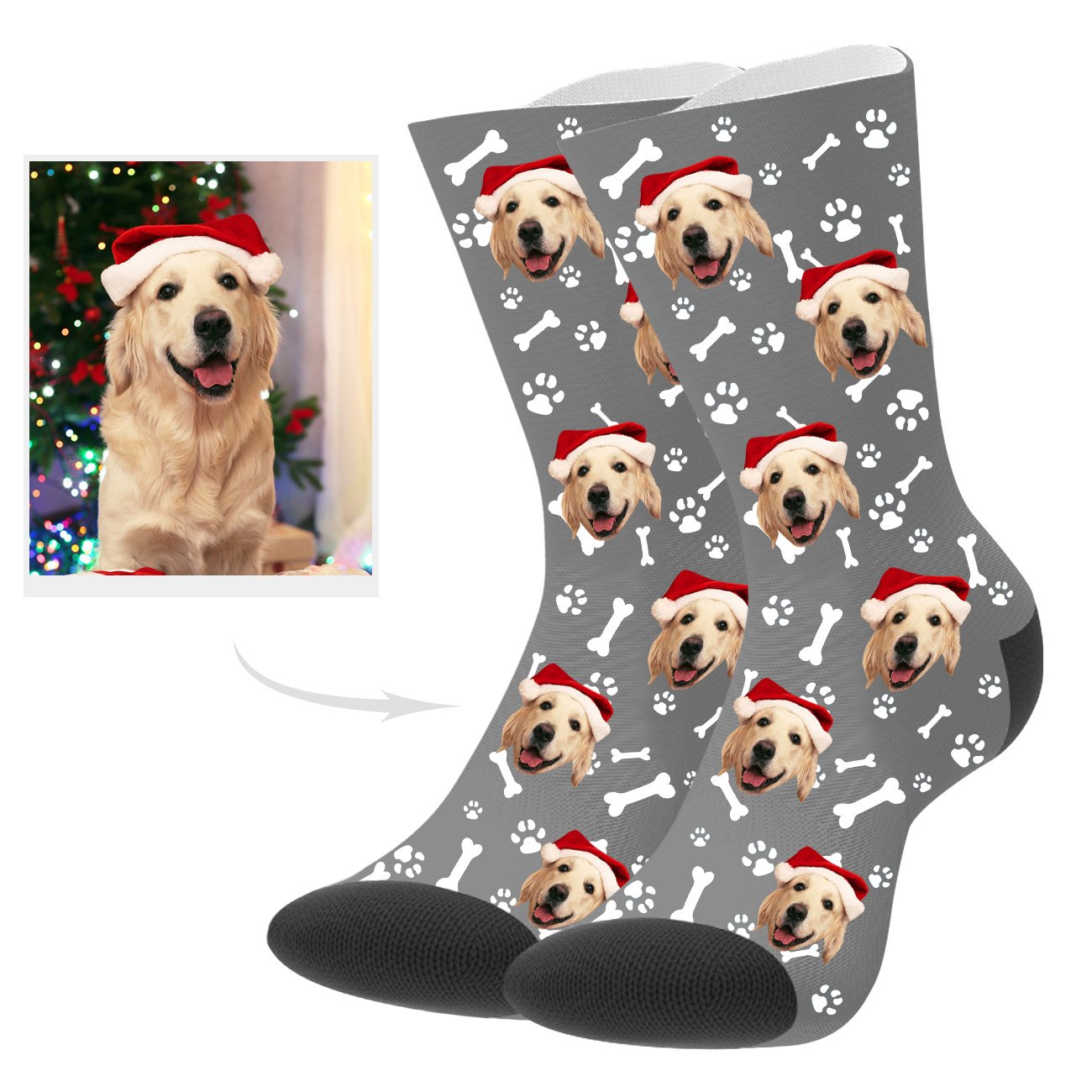 Personalisierte Hundefoto Socken Hundegesicht Socken