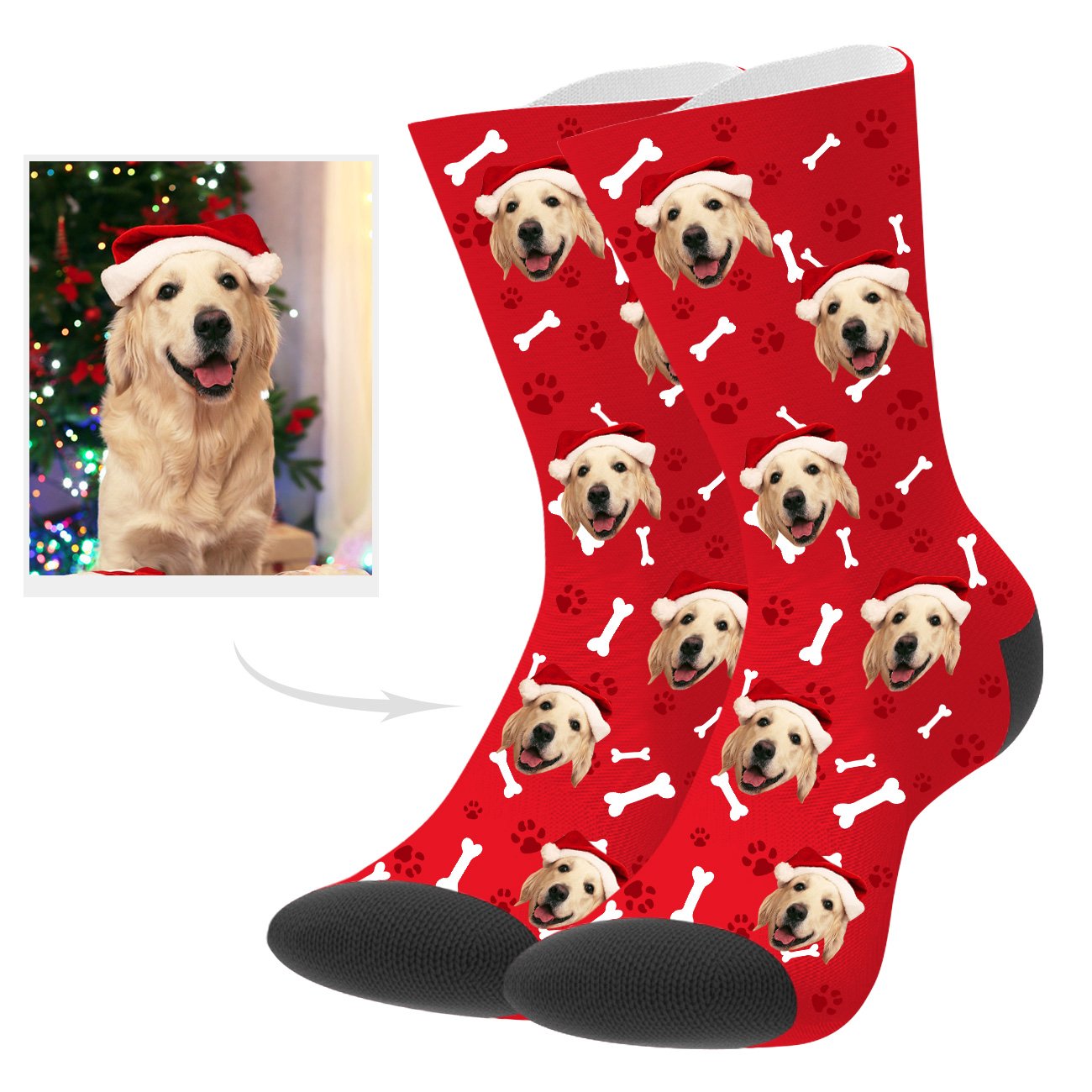Personalisierte Hundefoto Socken Hundegesicht Socken