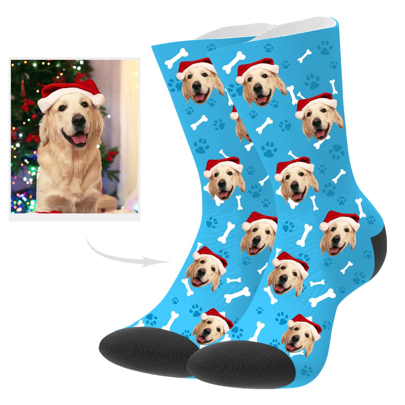 Personalisierte Hundefoto Socken Hundegesicht Socken