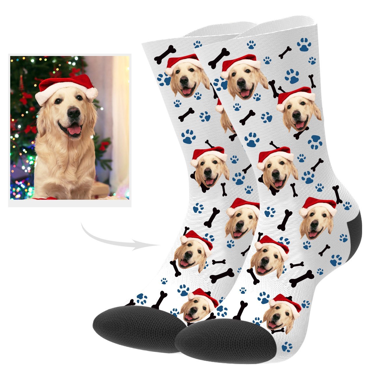 Personalisierte Hundefoto Socken Hundegesicht Socken