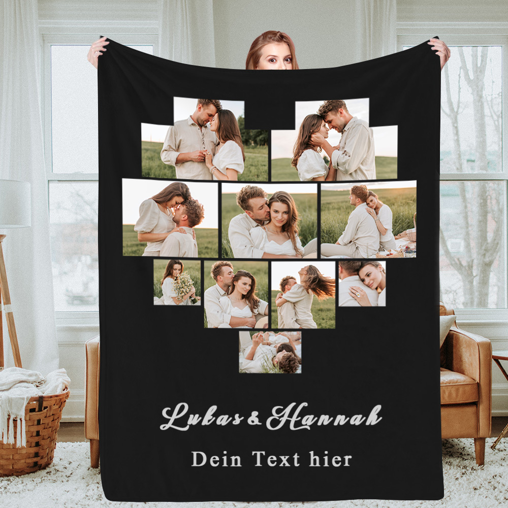 Personalisierte Collage Fotodecke Mit Text Individuelle Decke Geschenk Zur Hochzeit Jahrestag Oder Weihnachten