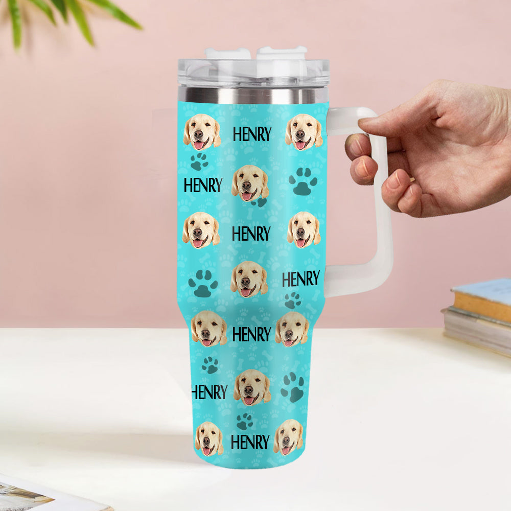 Weihnachtsgeschenk Personalisierter Katze Hund Foto Edelstahlbecher mit Name Individuelle Hund Katze Foto Tasse 1,2 L Becher