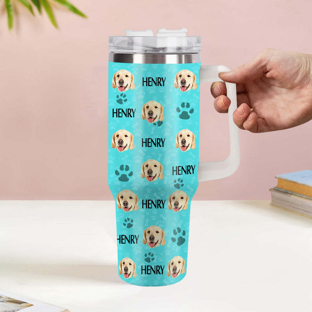 Weihnachtsgeschenk Personalisierter Katze Hund Foto Edelstahlbecher mit Name Individuelle Hund Katze Foto Tasse 1,2 L Becher