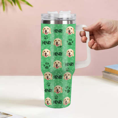 Weihnachtsgeschenk Personalisierter Katze Hund Foto Edelstahlbecher mit Name Individuelle Hund Katze Foto Tasse 1,2 L Becher