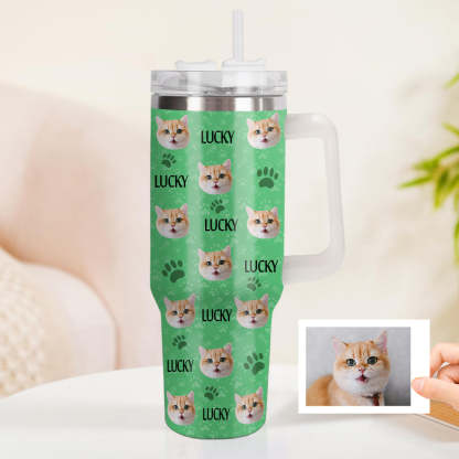 Weihnachtsgeschenk Personalisierter Katze Hund Foto Edelstahlbecher mit Name Individuelle Hund Katze Foto Tasse 1,2 L Becher