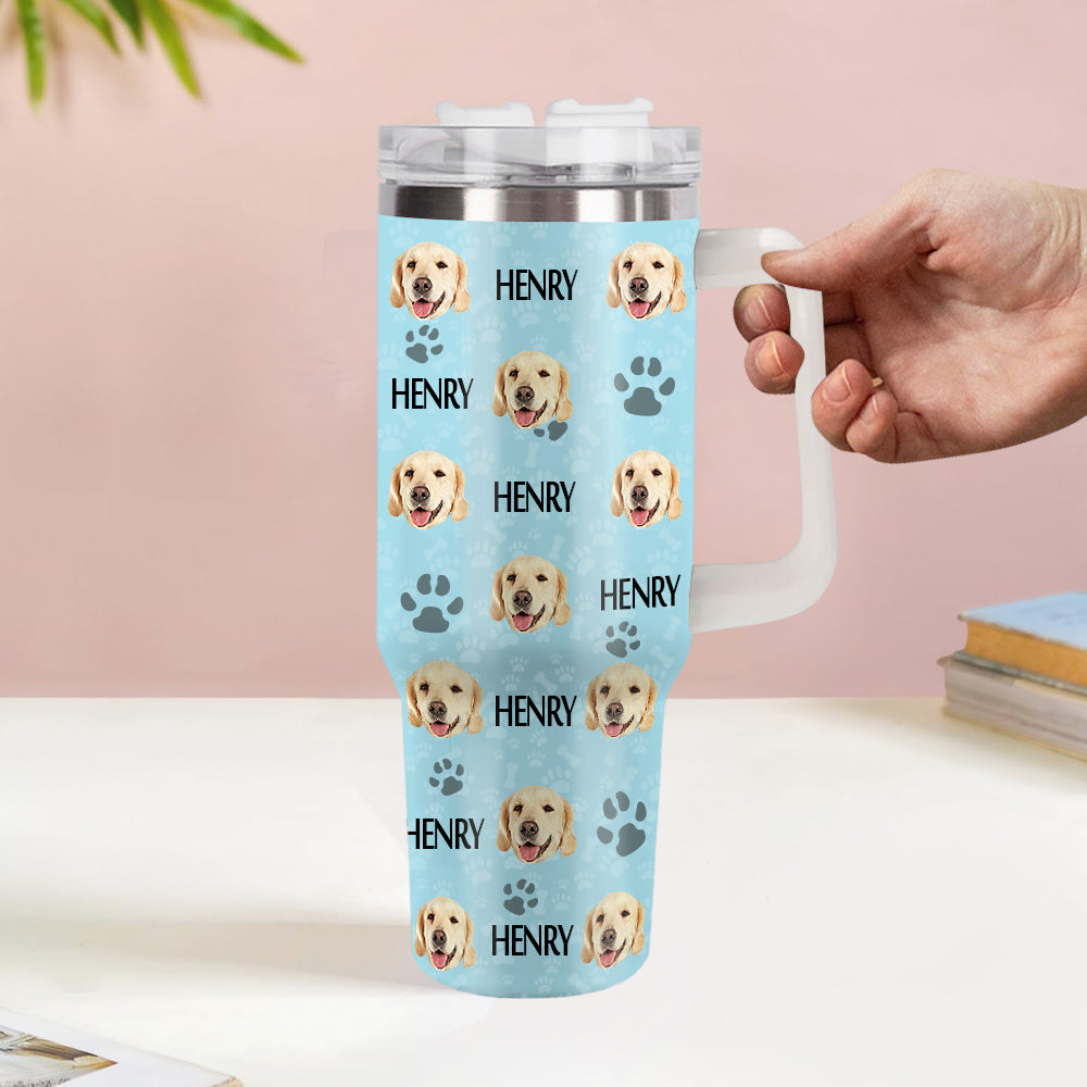 Weihnachtsgeschenk Personalisierter Katze Hund Foto Edelstahlbecher mit Name Individuelle Hund Katze Foto Tasse 1,2 L Becher