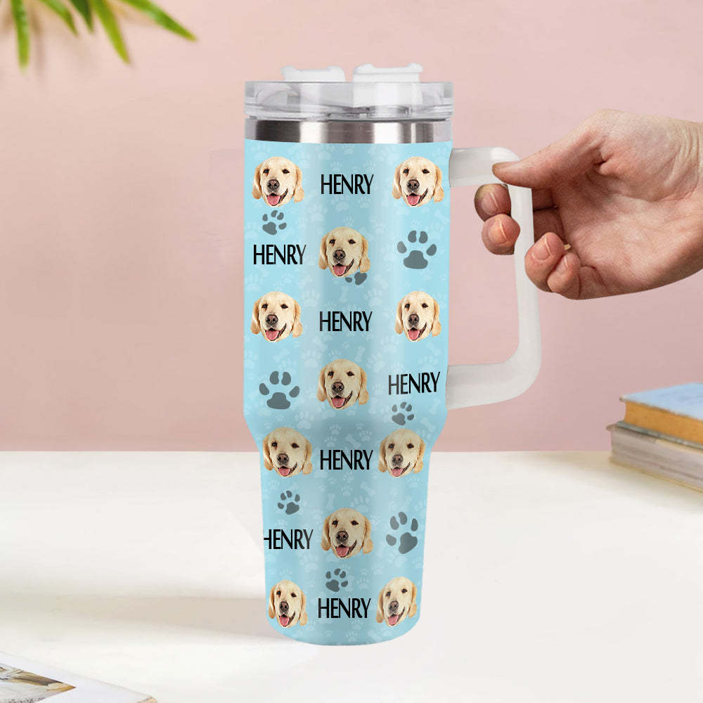 Weihnachtsgeschenk Personalisierter Katze Hund Foto Edelstahlbecher mit Name Individuelle Hund Katze Foto Tasse 1,2 L Becher