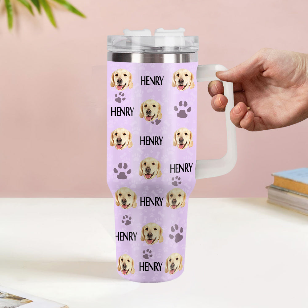 Weihnachtsgeschenk Personalisierter Katze Hund Foto Edelstahlbecher mit Name Individuelle Hund Katze Foto Tasse 1,2 L Becher