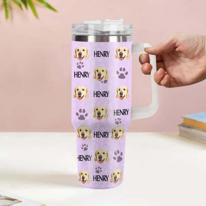 Weihnachtsgeschenk Personalisierter Katze Hund Foto Edelstahlbecher mit Name Individuelle Hund Katze Foto Tasse 1,2 L Becher
