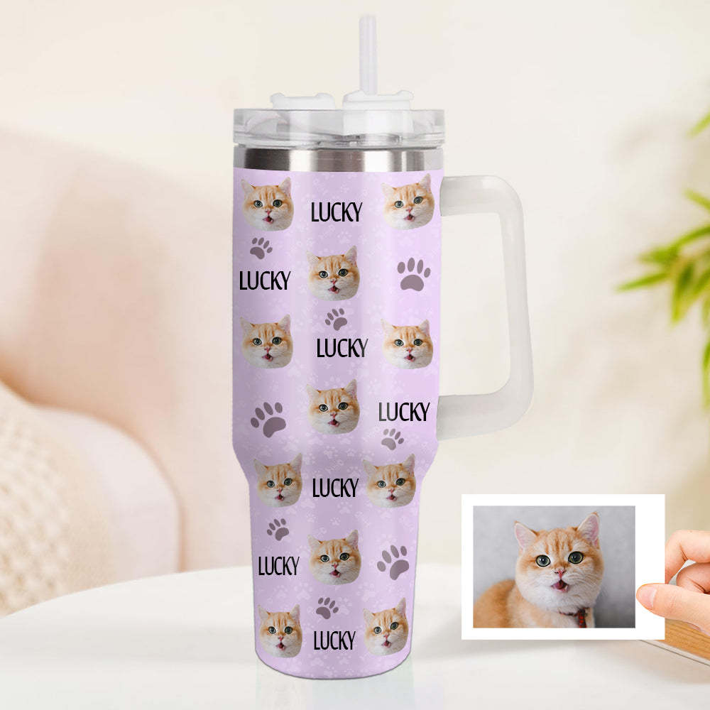Weihnachtsgeschenk Personalisierter Katze Hund Foto Edelstahlbecher mit Name Individuelle Hund Katze Foto Tasse 1,2 L Becher