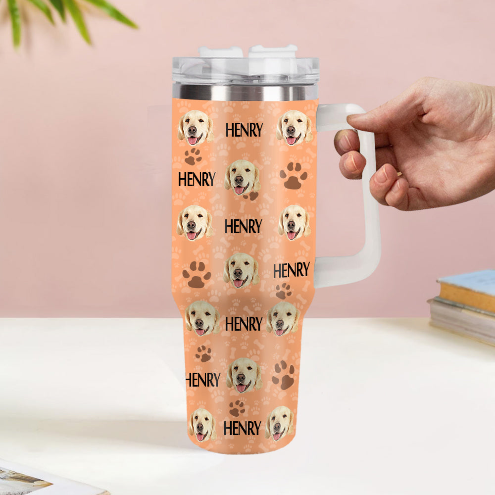 Weihnachtsgeschenk Personalisierter Katze Hund Foto Edelstahlbecher mit Name Individuelle Hund Katze Foto Tasse 1,2 L Becher