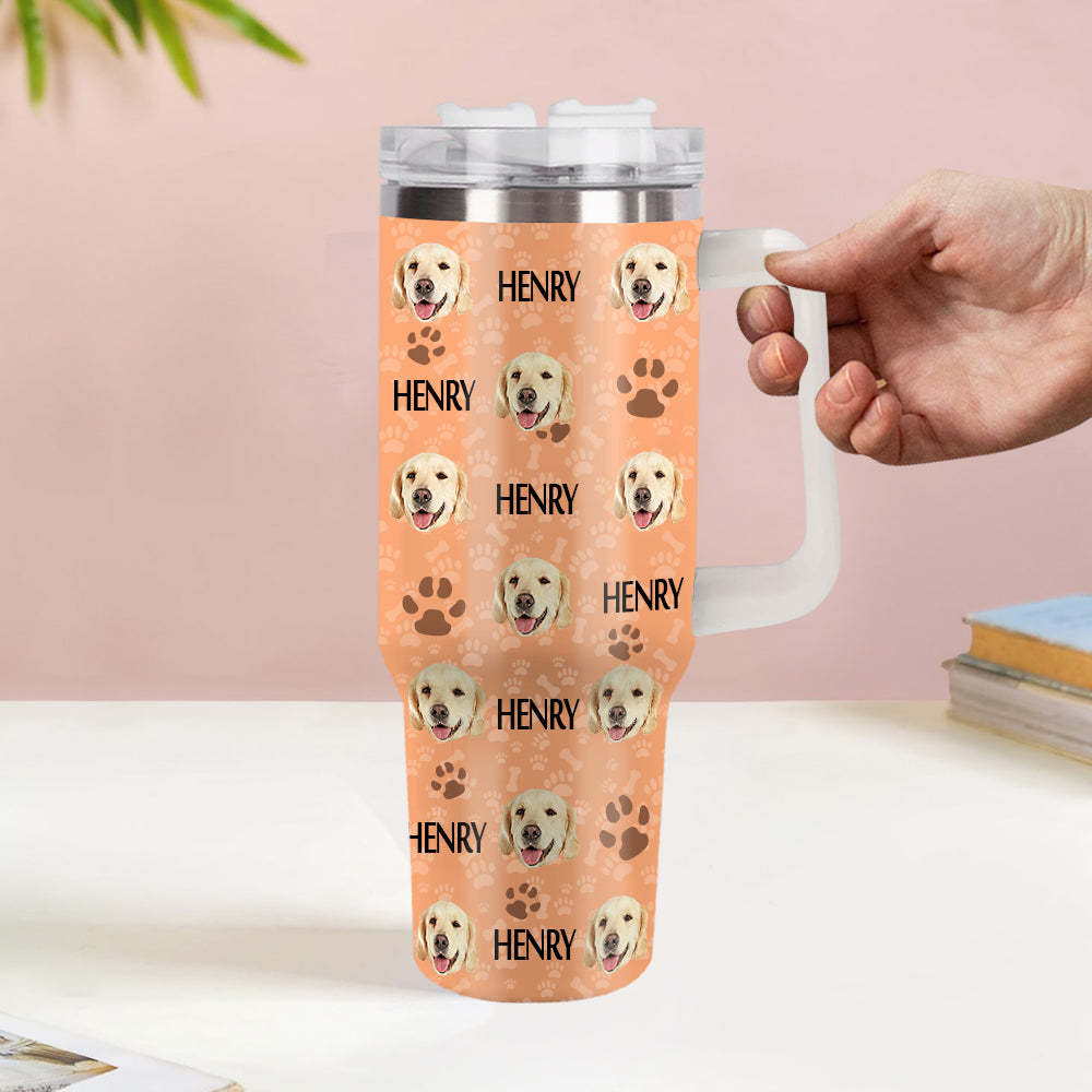 Weihnachtsgeschenk Personalisierter Katze Hund Foto Edelstahlbecher mit Name Individuelle Hund Katze Foto Tasse 1,2 L Becher