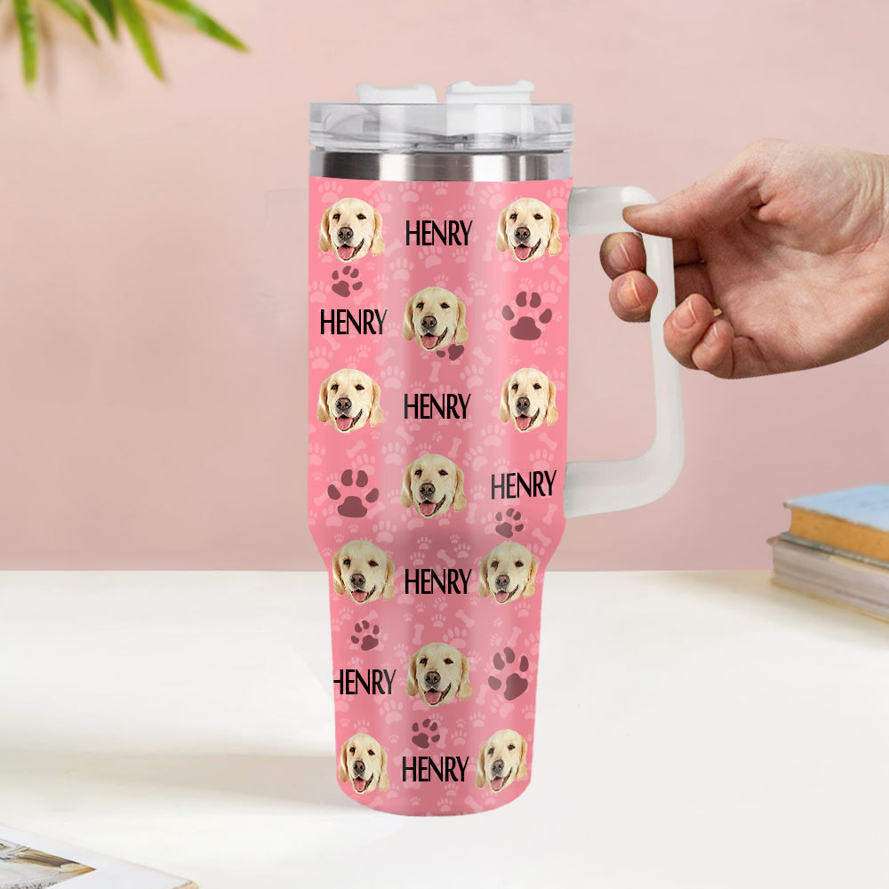 Weihnachtsgeschenk Personalisierter Katze Hund Foto Edelstahlbecher mit Name Individuelle Hund Katze Foto Tasse 1,2 L Becher