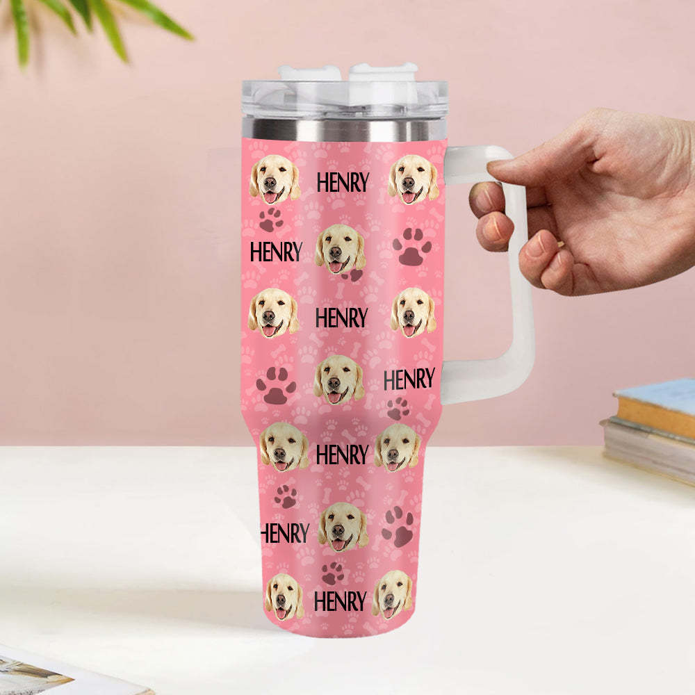 Weihnachtsgeschenk Personalisierter Katze Hund Foto Edelstahlbecher mit Name Individuelle Hund Katze Foto Tasse 1,2 L Becher