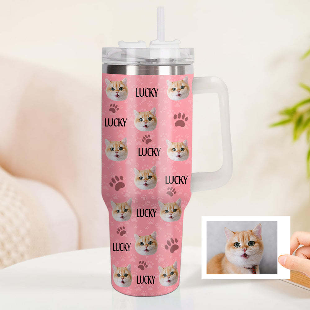 Weihnachtsgeschenk Personalisierter Katze Hund Foto Edelstahlbecher mit Name Individuelle Hund Katze Foto Tasse 1,2 L Becher