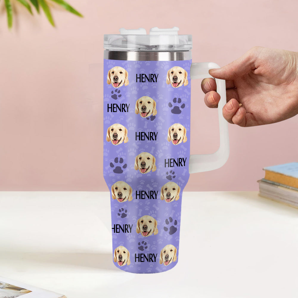 Weihnachtsgeschenk Personalisierter Katze Hund Foto Edelstahlbecher mit Name Individuelle Hund Katze Foto Tasse 1,2 L Becher