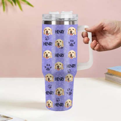 Weihnachtsgeschenk Personalisierter Katze Hund Foto Edelstahlbecher mit Name Individuelle Hund Katze Foto Tasse 1,2 L Becher