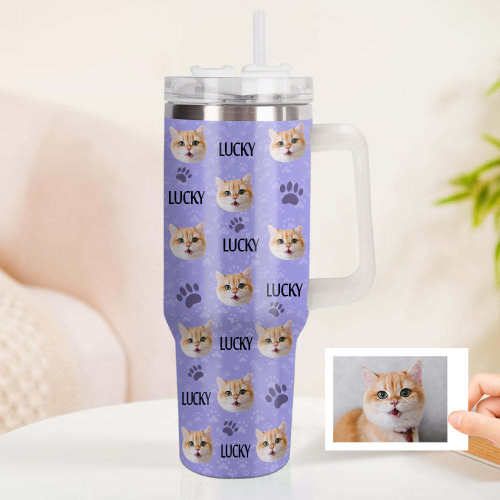 Weihnachtsgeschenk Personalisierter Katze Hund Foto Edelstahlbecher mit Name Individuelle Hund Katze Foto Tasse 1,2 L Becher