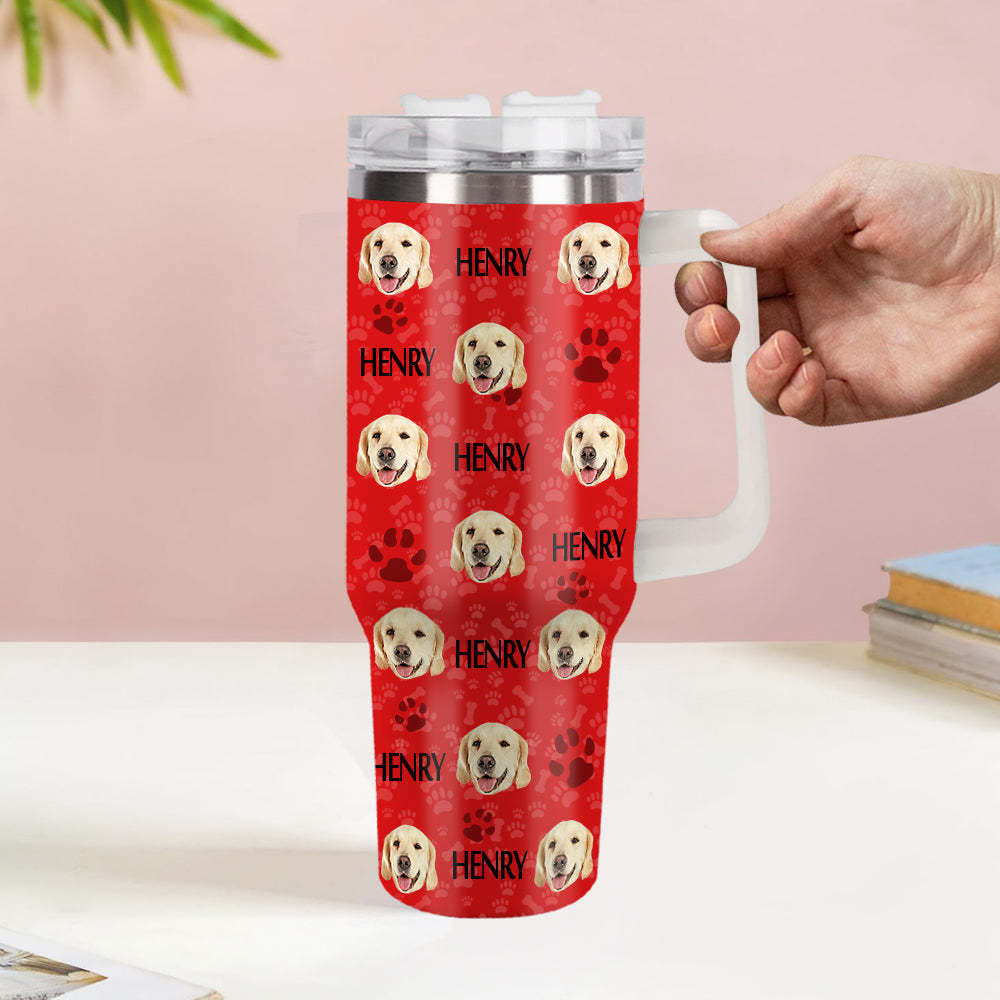 Weihnachtsgeschenk Personalisierter Katze Hund Foto Edelstahlbecher mit Name Individuelle Hund Katze Foto Tasse 1,2 L Becher