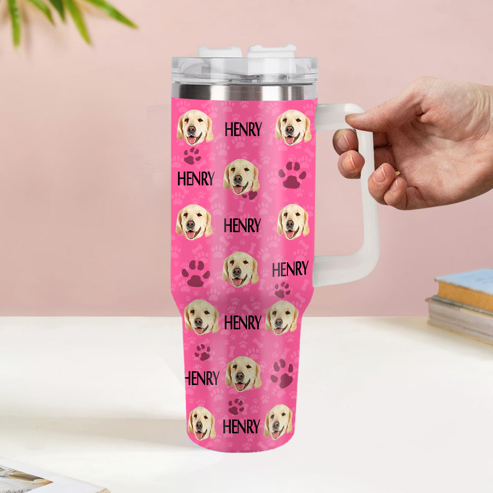 Weihnachtsgeschenk Personalisierter Katze Hund Foto Edelstahlbecher mit Name Individuelle Hund Katze Foto Tasse 1,2 L Becher