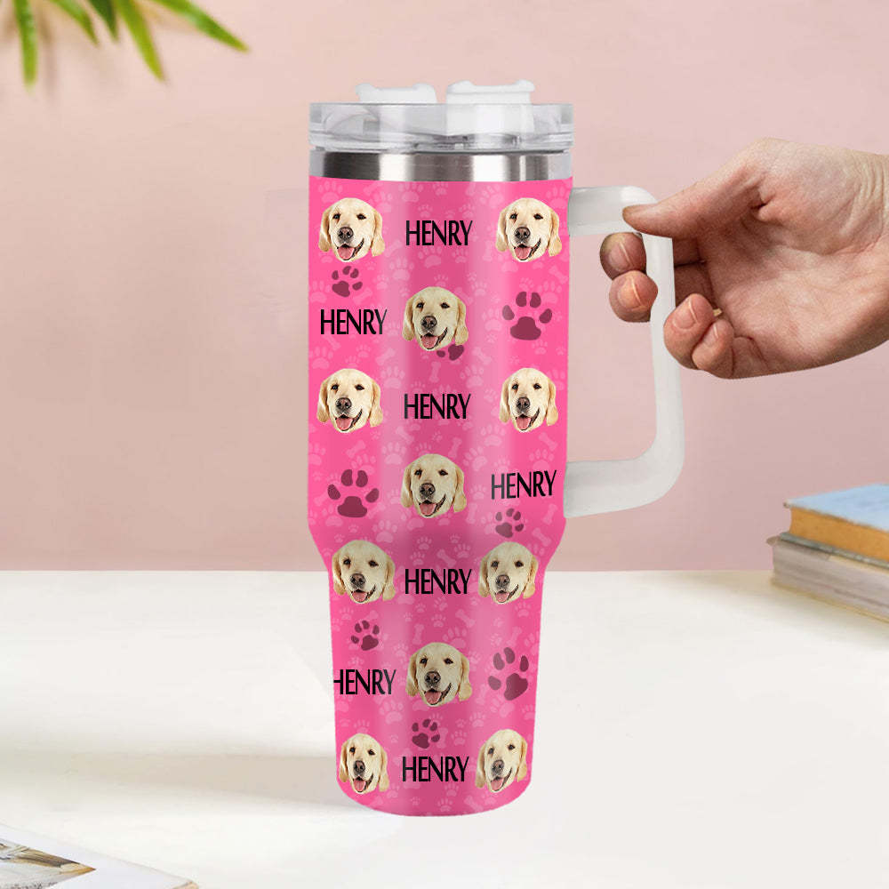Weihnachtsgeschenk Personalisierter Katze Hund Foto Edelstahlbecher mit Name Individuelle Hund Katze Foto Tasse 1,2 L Becher