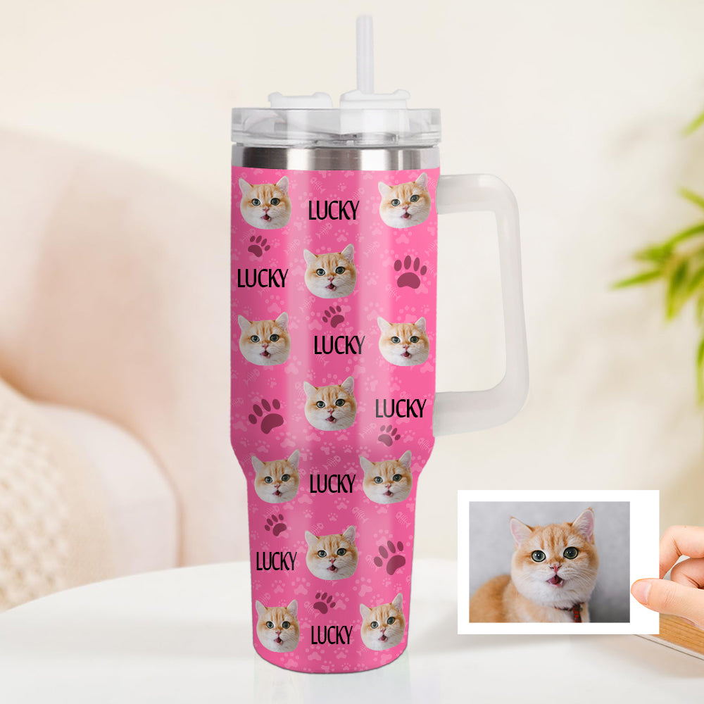 Weihnachtsgeschenk Personalisierter Katze Hund Foto Edelstahlbecher mit Name Individuelle Hund Katze Foto Tasse 1,2 L Becher