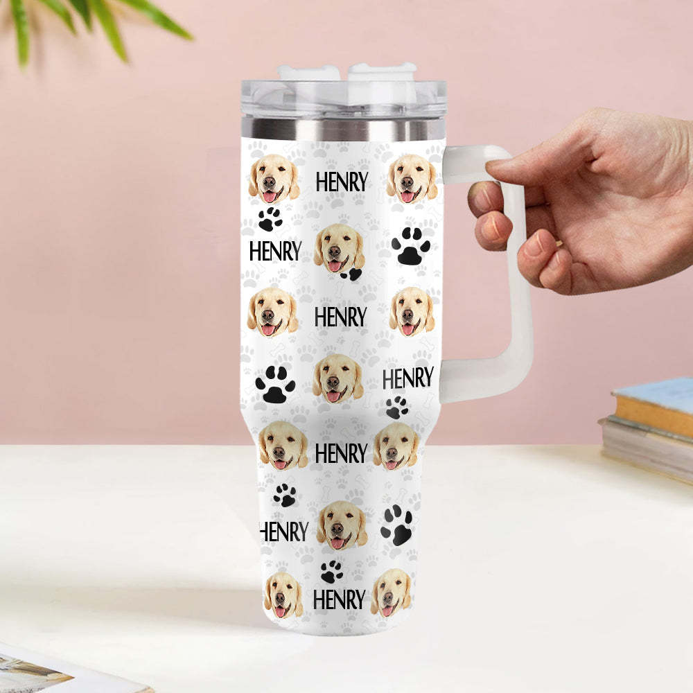 Weihnachtsgeschenk Personalisierter Katze Hund Foto Edelstahlbecher mit Name Individuelle Hund Katze Foto Tasse 1,2 L Becher