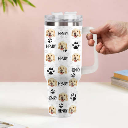 Weihnachtsgeschenk Personalisierter Katze Hund Foto Edelstahlbecher mit Name Individuelle Hund Katze Foto Tasse 1,2 L Becher