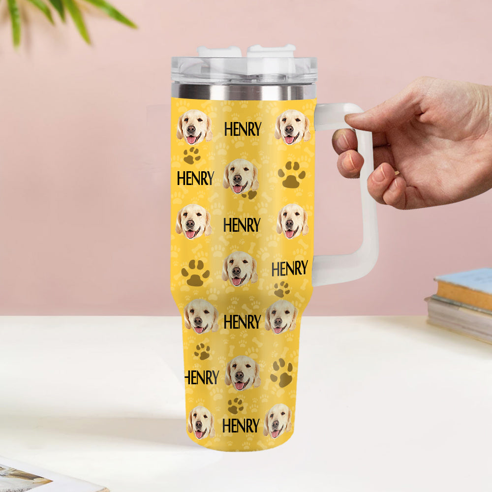 Weihnachtsgeschenk Personalisierter Katze Hund Foto Edelstahlbecher mit Name Individuelle Hund Katze Foto Tasse 1,2 L Becher