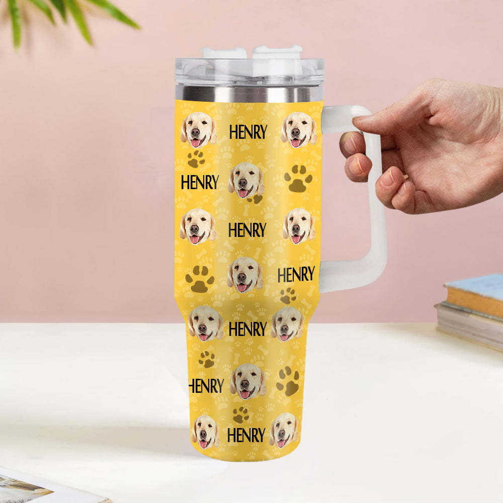 Weihnachtsgeschenk Personalisierter Katze Hund Foto Edelstahlbecher mit Name Individuelle Hund Katze Foto Tasse 1,2 L Becher