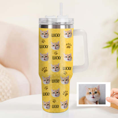 Weihnachtsgeschenk Personalisierter Katze Hund Foto Edelstahlbecher mit Name Individuelle Hund Katze Foto Tasse 1,2 L Becher