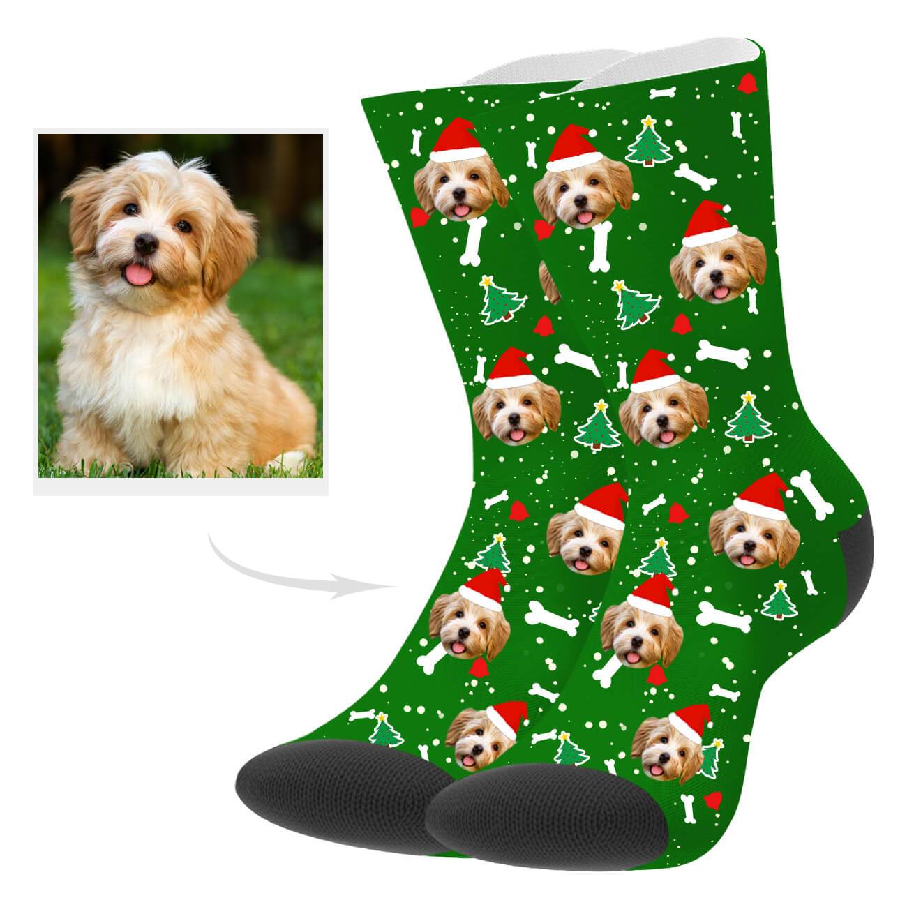 Personalisierte Weihnachts Socken Mit Hundegesicht