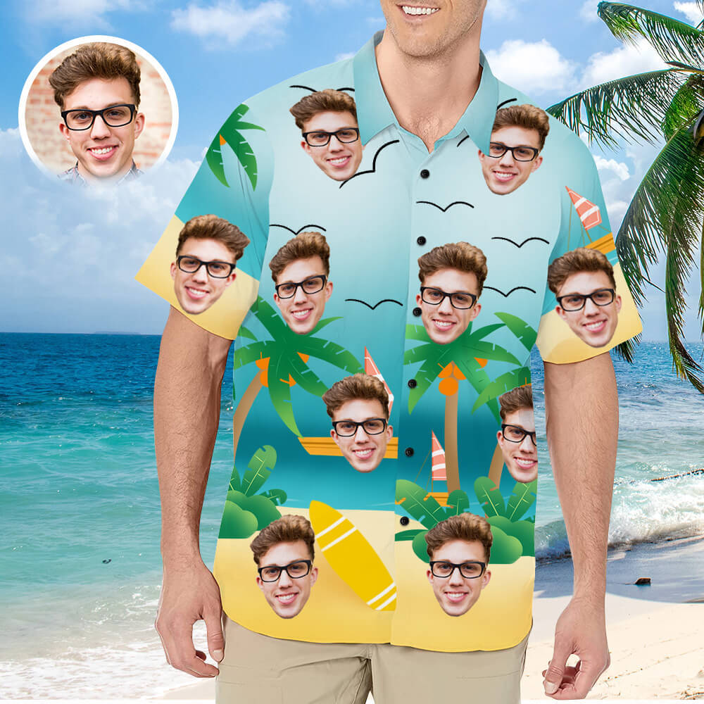 Personalisierte Hawaii-Hemd Mit Gesicht Individuelles Shirt Geschenk Für Freund Ehemann