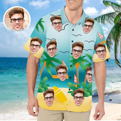 Personalisierte Hawaii-Hemd Mit Gesicht Individuelles Shirt Geschenk Für Freund Ehemann