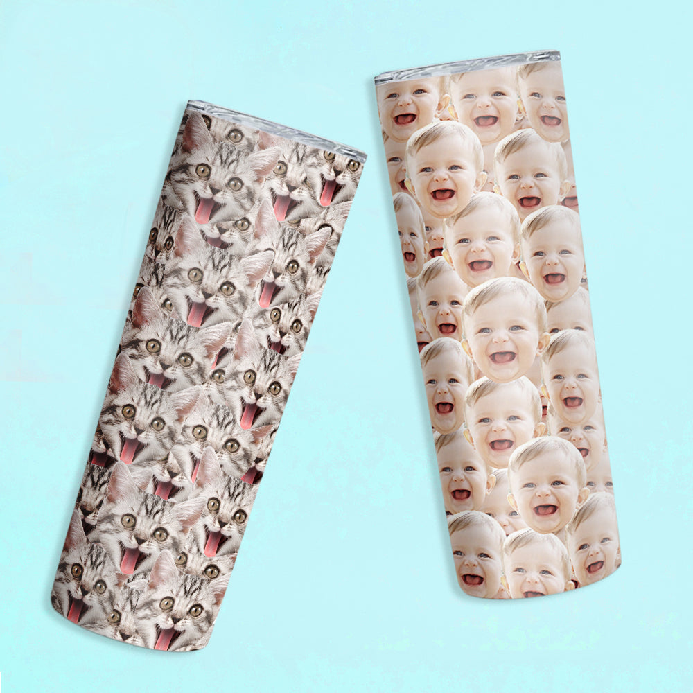 Personalisierter Tumbler Kaffeebecher mit Gesicht Individueller 0,6L Schlanker Edelstahlbecher mit Bild Weihnachtsgeschenk