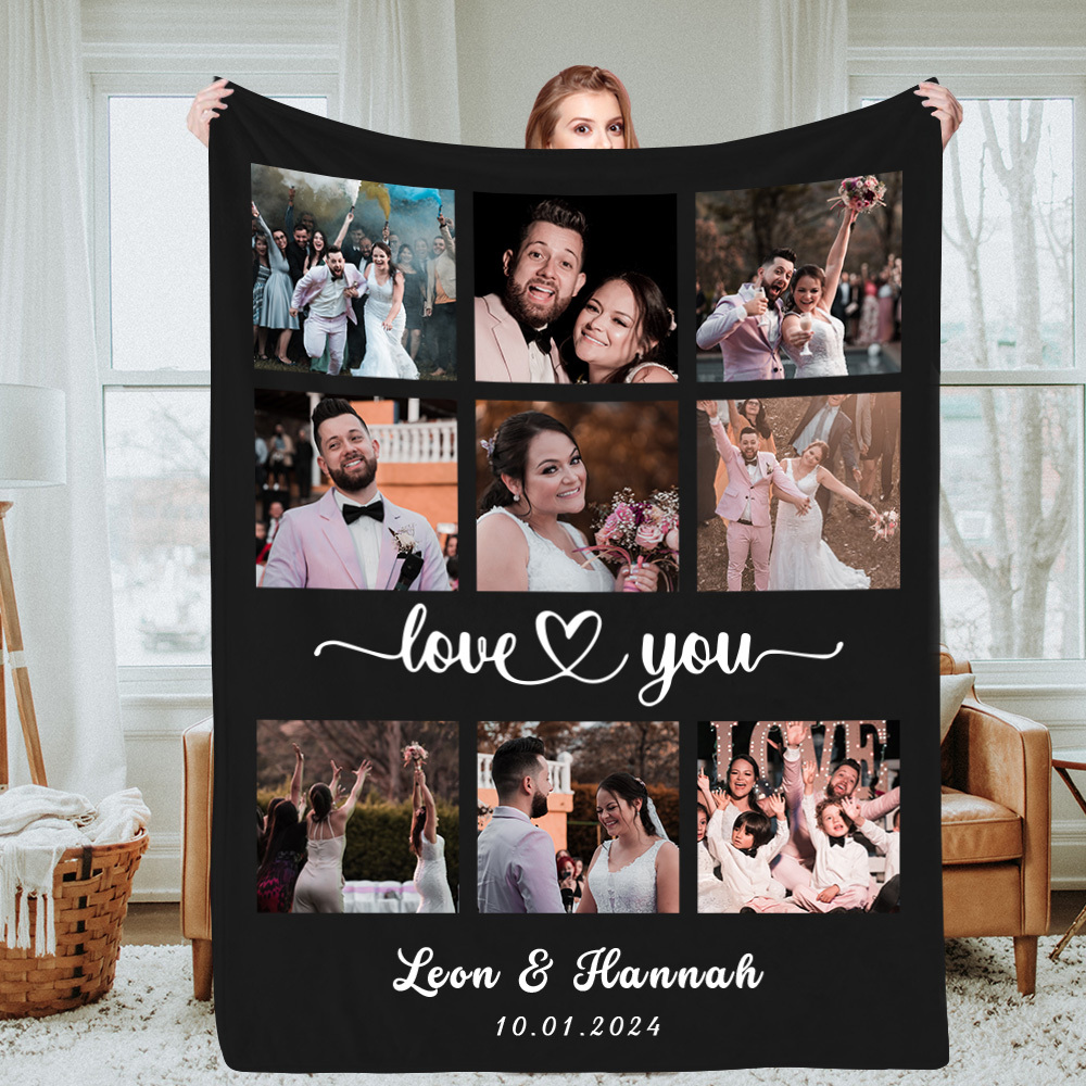 Personalisierte Collage Fotodecke Mit Text Individuelle Decke Geschenk Zur Hochzeit Jahrestag Oder Weihnachten