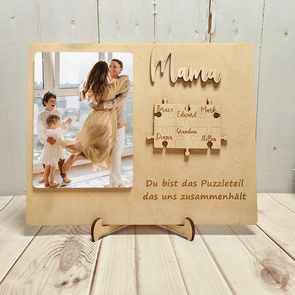 Personalisierte Foto und Namens Holzpuzzle Maßgeschneiderte Schildergeschenke für Mama