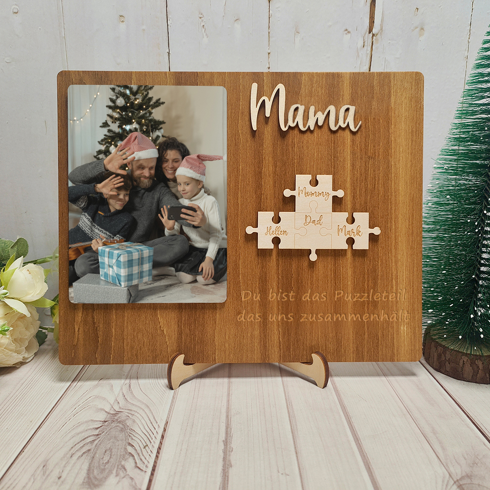 Personalisierte Foto und Namens Holzpuzzle Maßgeschneiderte Schildergeschenke für Mama