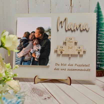 Personalisierte Foto und Namens Holzpuzzle Maßgeschneiderte Schildergeschenke für Mama