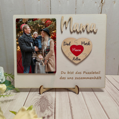 Personalisierte Herz Foto und Namens Holzpuzzle Custom Sign Muttertagsgeschenke