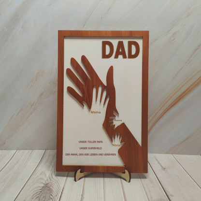 Individuelles Holzschild Mit Papa Und Kinderhänden Personalisierter Namensrahmen Vatertagsgeschenk Von Tochter Oder Sohn