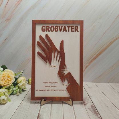 Individuelles Holzschild Mit Papa Und Kinderhänden Personalisierter Namensrahmen Vatertagsgeschenk Von Tochter Oder Sohn
