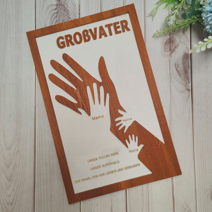 Individuelles Holzschild Mit Papa Und Kinderhänden Personalisierter Namensrahmen Vatertagsgeschenk Von Tochter Oder Sohn