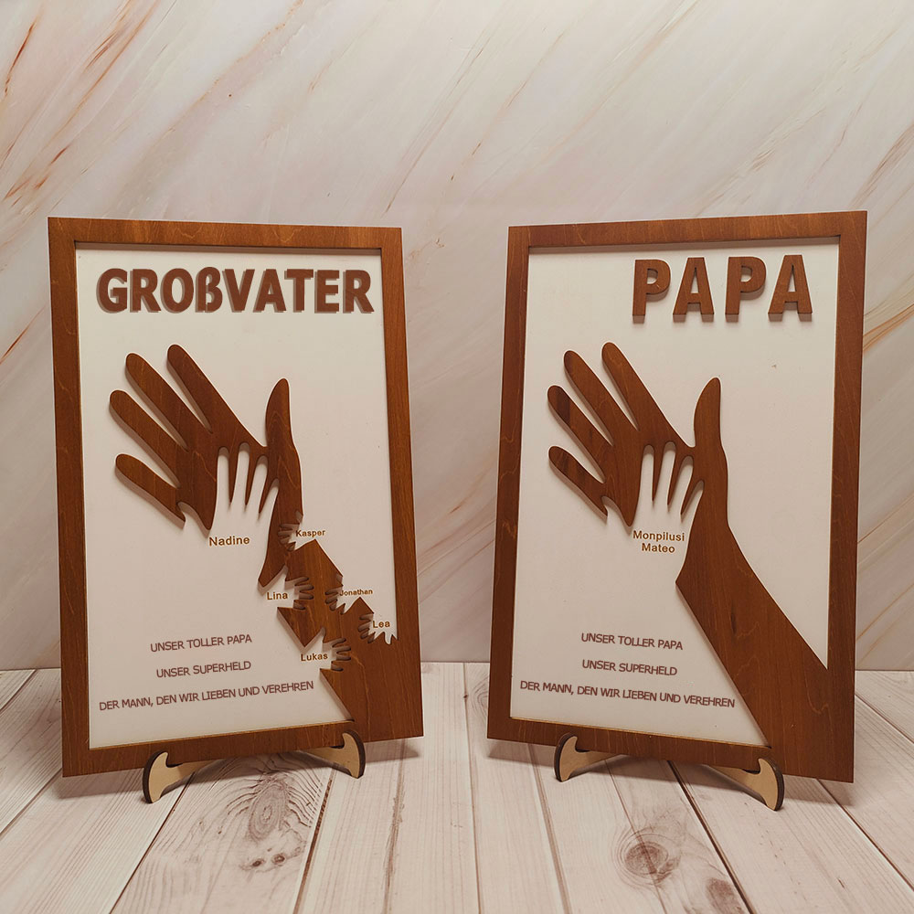 Individuelles Holzschild Mit Papa Und Kinderhänden Personalisierter Namensrahmen Vatertagsgeschenk Von Tochter Oder Sohn