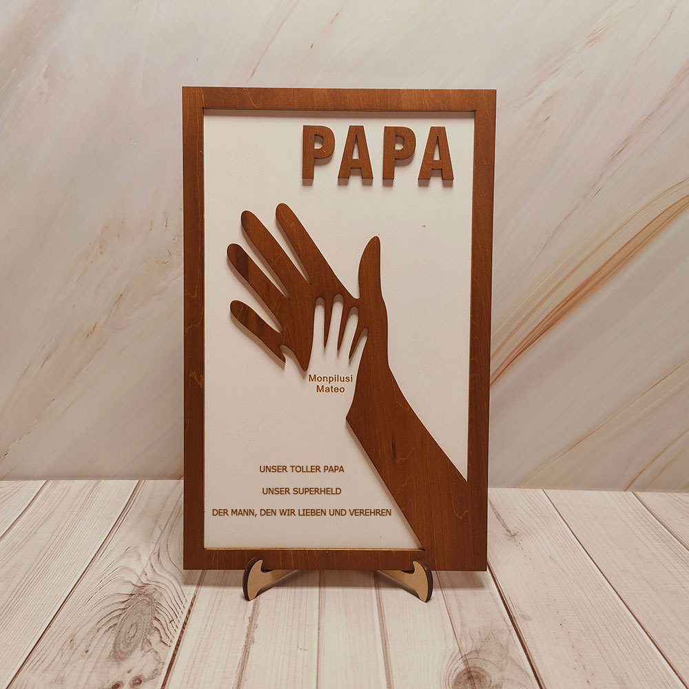 Individuelles Holzschild Mit Papa Und Kinderhänden Personalisierter Na