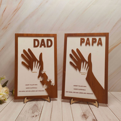 Individuelles Holzschild Mit Papa Und Kinderhänden Personalisierter Namensrahmen Vatertagsgeschenk Von Tochter Oder Sohn