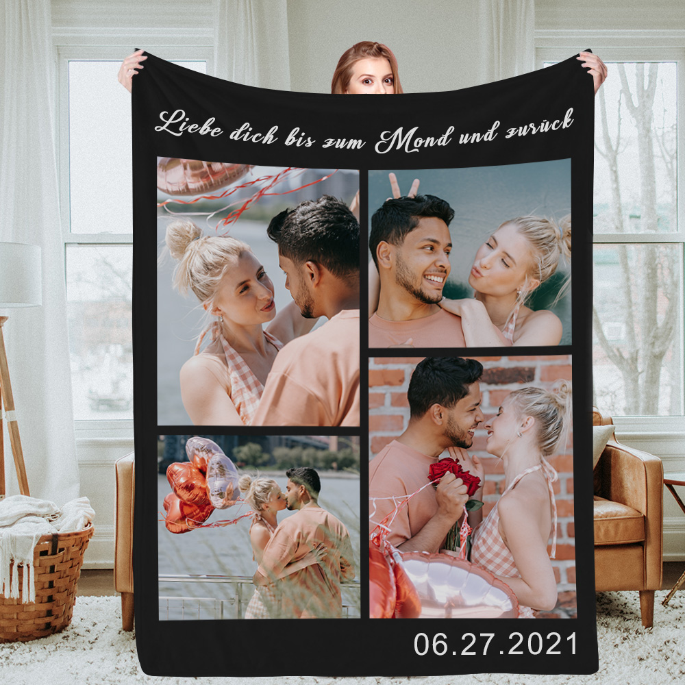 Personalisierte Fotodecke Mit Collage Und Text Gedenkdecke Weihnachten Geschenk Für Hochzeitspaar