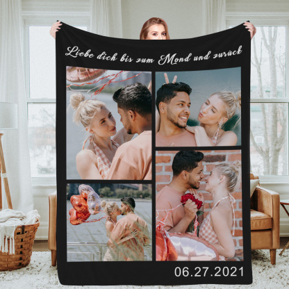 Personalisierte Fotodecke Mit Collage Und Text Gedenkdecke Weihnachten Geschenk Für Hochzeitspaar