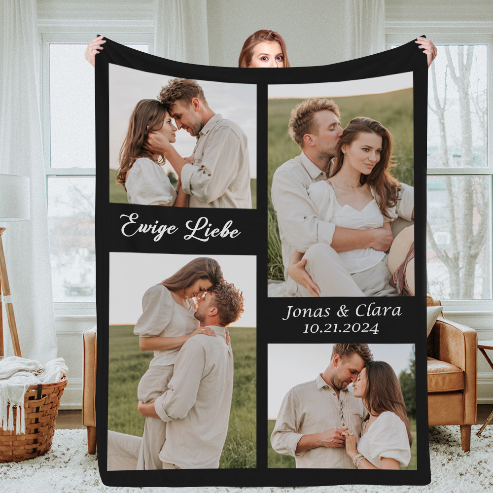 Personalisierte Fotodecke Mit Collage Und Text Gedenkdecke Weihnachten Geschenk Für Hochzeitspaar